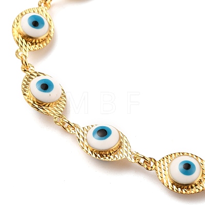 Brass Enamel Evil Eye Link Chains Anklets AJEW-AN00314-1