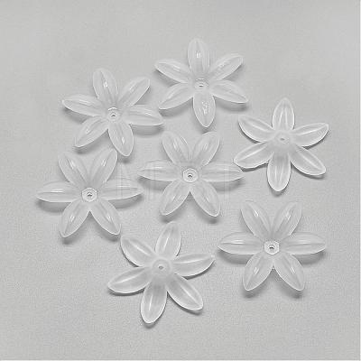 6-Petal Transparent Acrylic Bead Caps FACR-S018-SB518-1