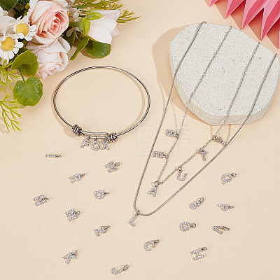 26Pcs 26 Styles Brass Micro Pave Grade AAA Cubic Zirconia Charms ZIRC-BC0001-32P-1