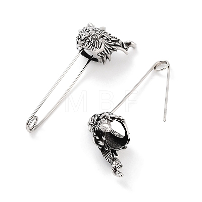 Animal 316 Surgical Stainless Steel Safety Pin Hoop Earrings for Women EJEW-Z050-27AS-1