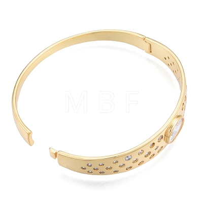 Cubic Zirconia Oval Hinged Bangle BJEW-G651-10G-04-1