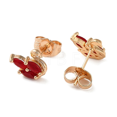 Brass Rhinestone Stud Earrings EJEW-Z021-06KCG-1