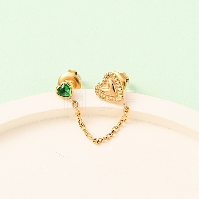 304 Stainless Steel Heart Stud Earring & Hoop Earring Sets EJEW-K268-93G-01-1