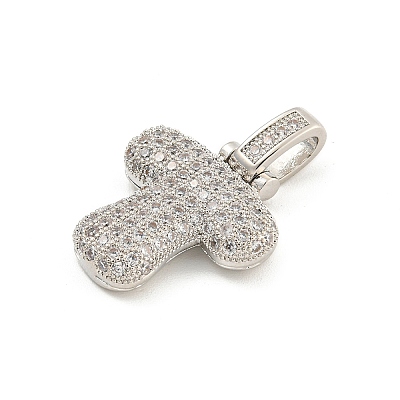 Brass Micro Pave Clear Cubic Zirconia Pendants KK-B099-01P-T-1