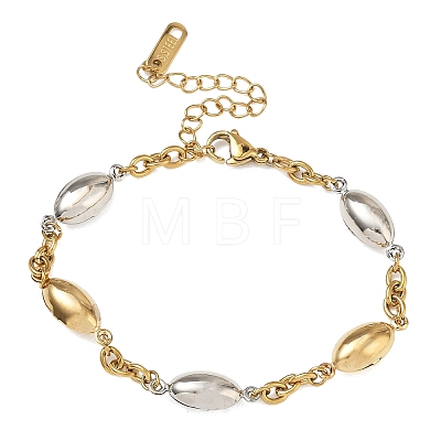 Two Tone Horse Eye 304 Stainless Steel Link Bracelets for Women BJEW-A169-13GP-1