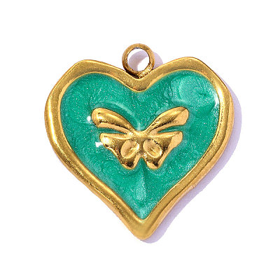 Valentine's Day 304 Stainless Steel Enamel Pendants STAS-OY016-67G-1