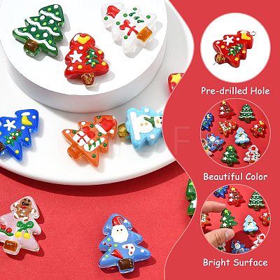 10Pcs 10 Colors Christmas Theme Handmade Lampwork Beads LAMP-CJ0002-52-1