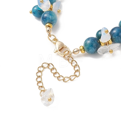 Brass & Natural & Synthetic Mixed Gemstone Chip & Round Beads Bracelets for Women BJEW-JB13151-02-1