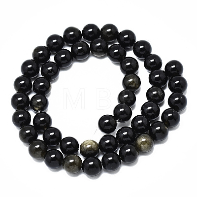 Natural Golden Sheen Obsidian Strands Beads G-R485-09-8mm-1