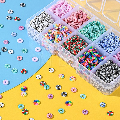 Handmade Polymer Clay Beads Strands CLAY-YW0001-46-1