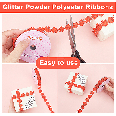 Glitter Powder Polyester Ribbons SRIB-FH0001-01-1