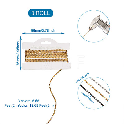 Yilisi 3 Colors 304 Stainless Steel Venetian Chains CHS-YS0001-03-1