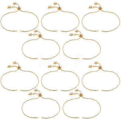 10Pcs 1MM Brass Box Chain Slider Bracelet Making MAK-BBC0001-35-1