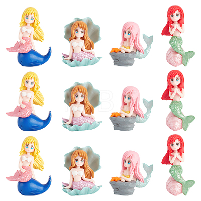 AHADERMAKER 12Pcs 4 Styles Mermaid Resin Display Decorations DJEW-GA0001-45-1