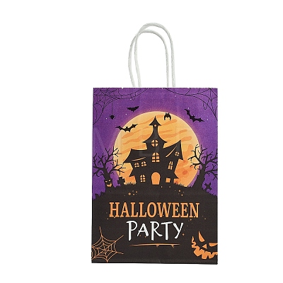 Halloween Paper Haunted House/Castle Printed Tote Bags ABAG-P015-05B-1