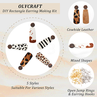 Olycraft DIY Rectangle Earring Making Kit DIY-OC0009-82-1