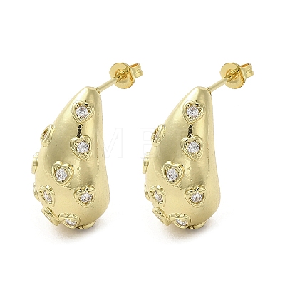 Brass with Cubic Zirconia Stud Earrings EJEW-G381-01G-1