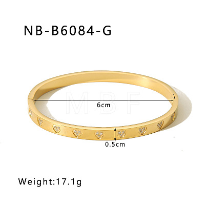 304 Stainless Steel Pave Cubic Zirconia Bangles FS-WG09E60-25-1