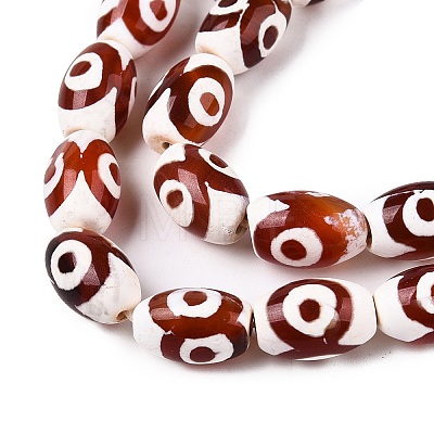 Natural Tibetan Agate 3-Eye Beads Strands G-T138-195B-1