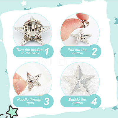 GOMAKERER 30Pcs Zinc Alloy Star Brooch FIND-GO0001-84P-1