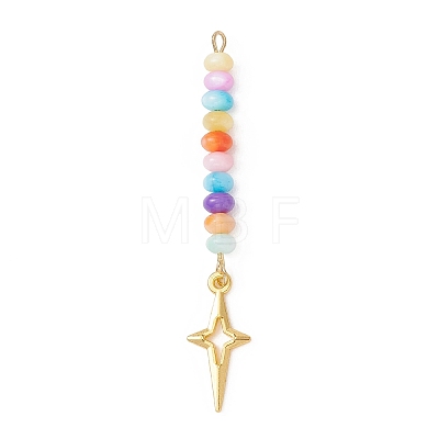 Natural Freshwater Shell Dyed Rondelle Beaded Big Pendants PALLOY-JF04743-1