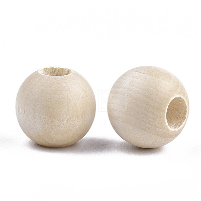 Natural Unfinished Wood Beads WOOD-Q038-25mm-1