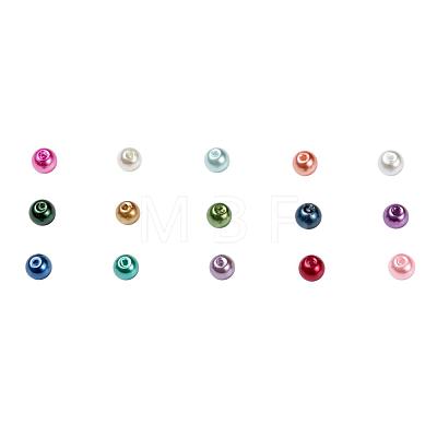 15 Colors Glass Pearl Beads HY-X0010-6mm-01-1