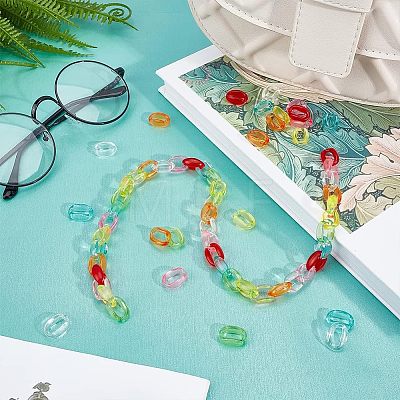 SUPERFINDINGS 700Pcs 7 colors Transparent Acrylic Linking Rings TACR-FH0001-08-1