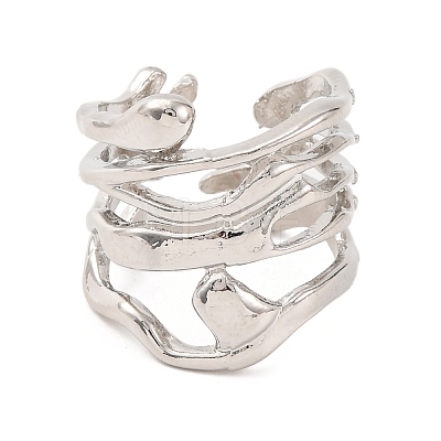 Multi-layer Alloy Open Cuff Rings for Women RJEW-M018-02P-01-1