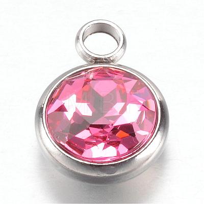 304 Stainless Steel Glass Rhinestone Charms STAS-G082-11-1