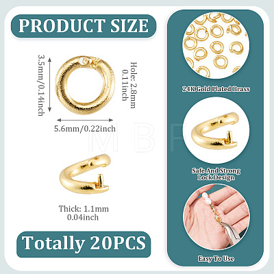 20Pcs Brass Open Jump Rings KK-TA0008-76G-1