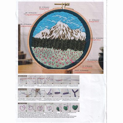 DIY Flower and Mountain Embroidery Kit DIY-O021-12B-1