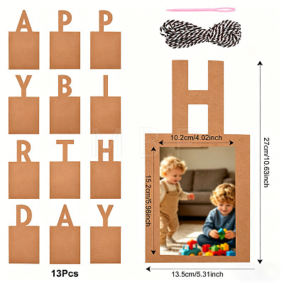 Paper Glitter Happy Birthday Photo Hanging Banner DIY-FZC0002-04B-1