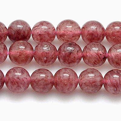 Natural Strawberry Quartz Beads Strands G-G448-8mm-10-1