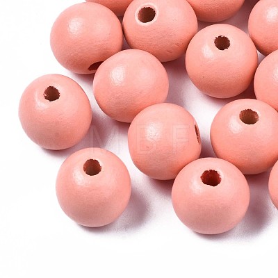 Painted Natural Wood European Beads WOOD-S049-06J-1