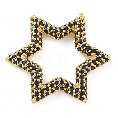 Rack Plating Brass Micro Pave Cubic Zirconia Star Linking Rings KK-A234-004G-1