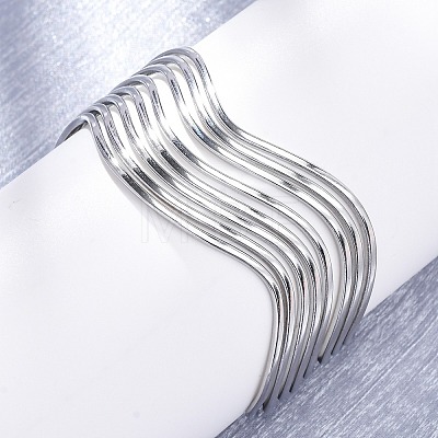 304 Stainless Steel Cuff Bangles for Women BJEW-D306-05P-1