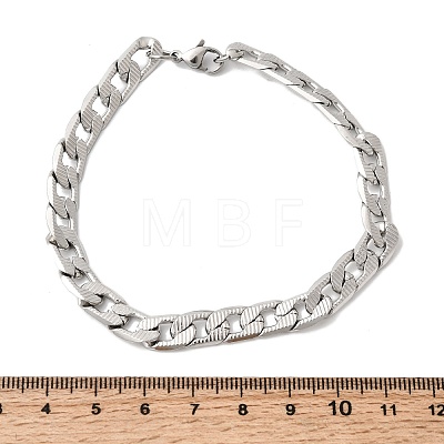 201 Stainless Steel Cuban Link Chains Bracelets for Women Men STAS-T077-19A-02P-1