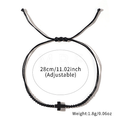 3Pcs Synthetic Stone Cross Braided Cord Adjustable Bracelet Sets CC2534-2-1
