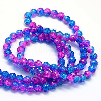 Baking Painted Transparent Crackle Glass Round Bead Strands DGLA-Q018-8mm-49-1