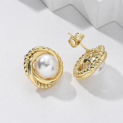 Brass Stud Earrings EJEW-R016-18G-1