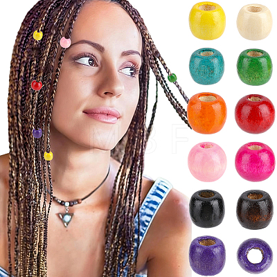660Pcs 11 Colors Dyed Natural Maple Wood Beads WOOD-PA0001-61A-1