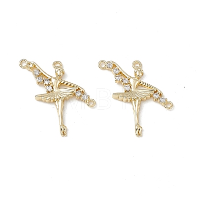 Brass Pave Clear Cubic Zirconia Connector Charms KK-E068-VB360-1