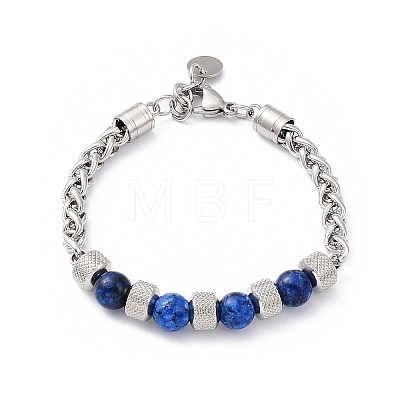 Natural & Synthetic Mixed Gemstone & Glass Beaded Link Bracelet BJEW-M295-01P-1