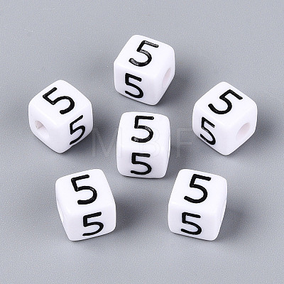 Opaque Acrylic European Large Hole Beads SACR-N020-01B-06-1
