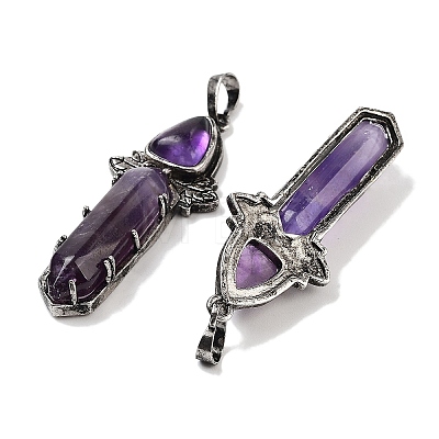 Natural Amethyst Sword Big Pendants G-Q163-08AS-03-1