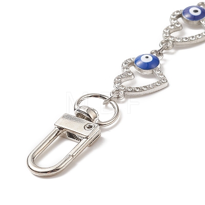 Alloy Enamel Heart with Evil Eye Link Chain Bag Extender Chains AJEW-BA00104-1