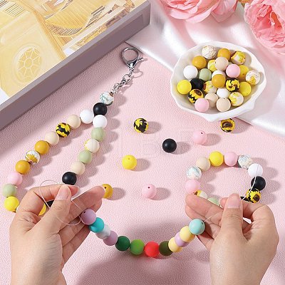 70Pcs 10 Styles Silicone Focal Beads SIL-SZ0002-31-1
