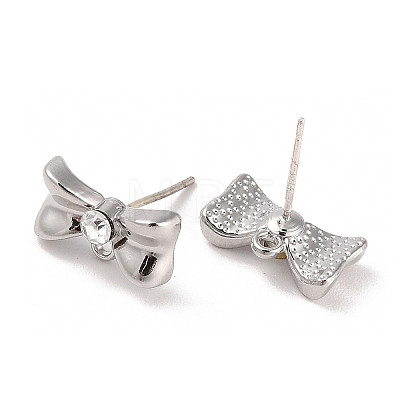Silver Alloy Rhinestone Stud Earring Findings EJEW-H108-01I-S-1