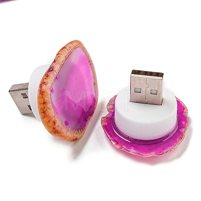 Dyed & Heatsd Natural Agate Slice USB Night Light Decoration G-Q170-10A-1